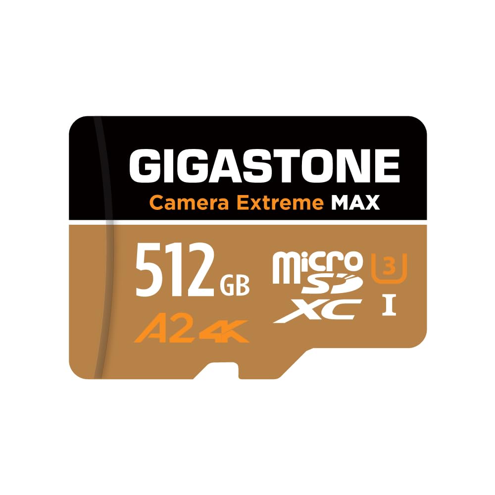 [5-Yrs Free Data Recovery] GIGASTONE 512GB Micro SD Card for 4K Camera Extreme MAX Series Speed Up to 160MB/s, Compatibl
