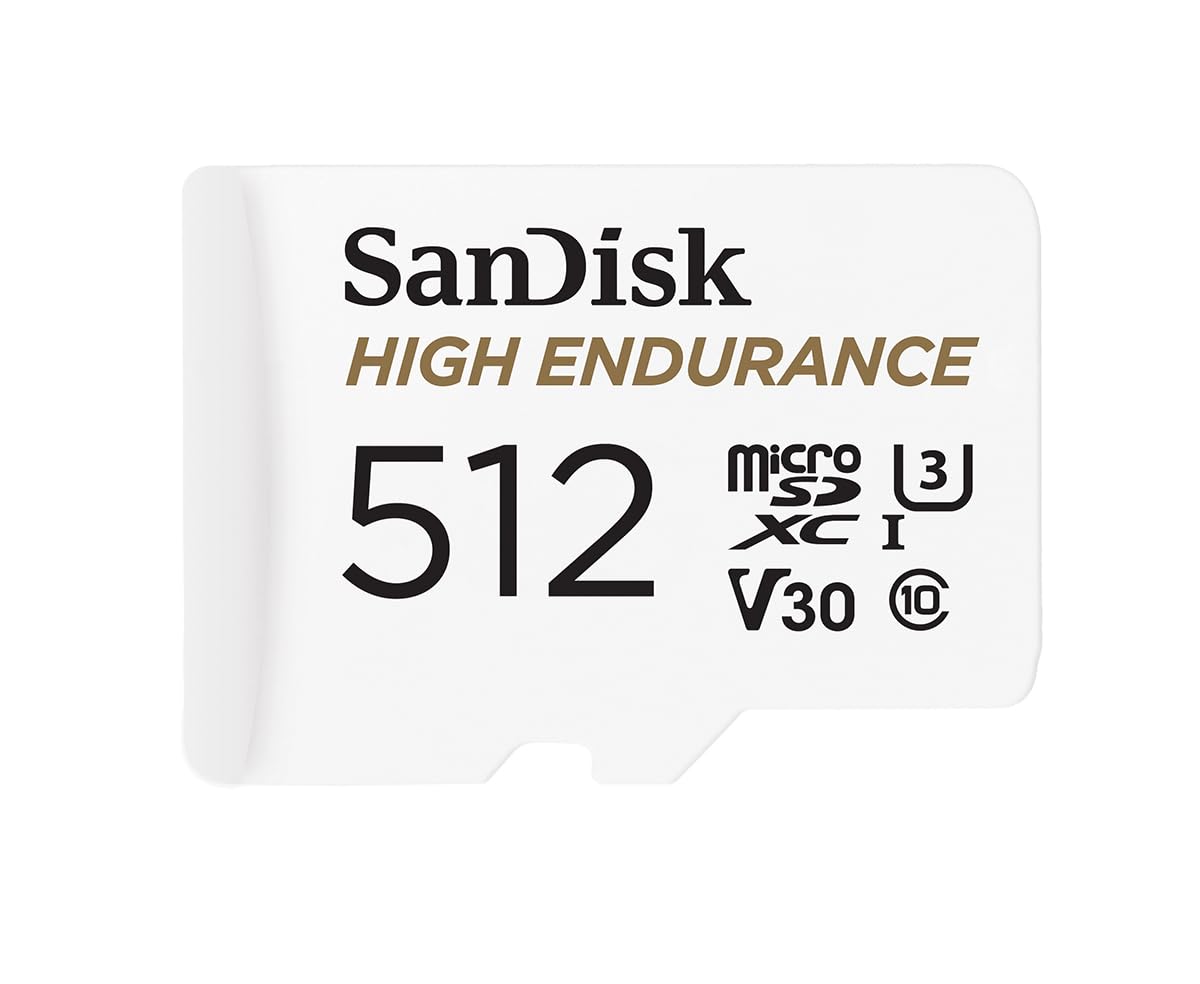 SanDisk 512GB High Endurance Video microSDXC Card for Dash Cam and Home Monitoring Systems - C10, U3, V30, 4K UHD - SDSQ