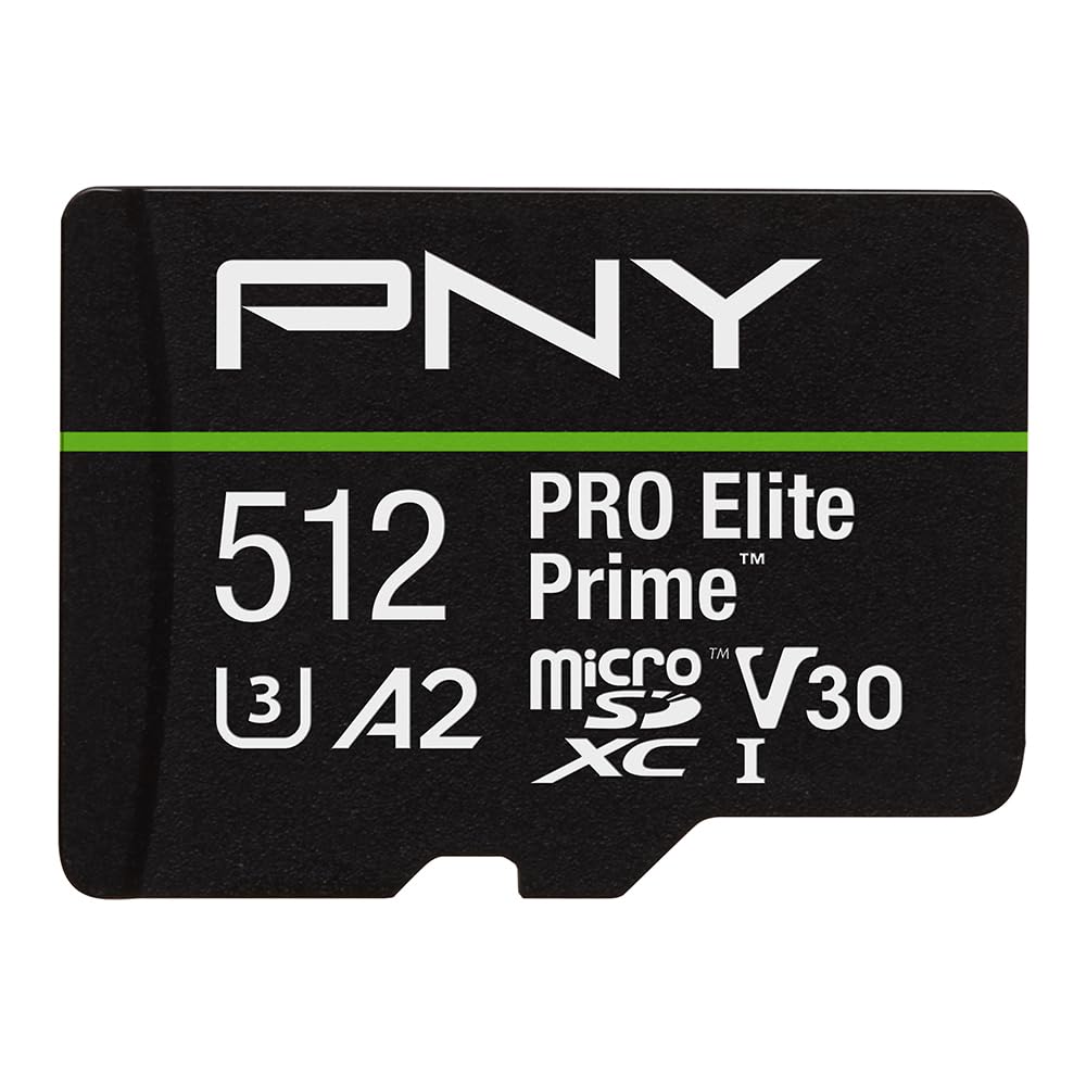 PNY 512GB PRO Elite Prime™ C10 microSDXC Flash Memory Card - Ultra-Fast Speeds, 200MB/s Read, 150MB/s Write, 4K UHD, Ful