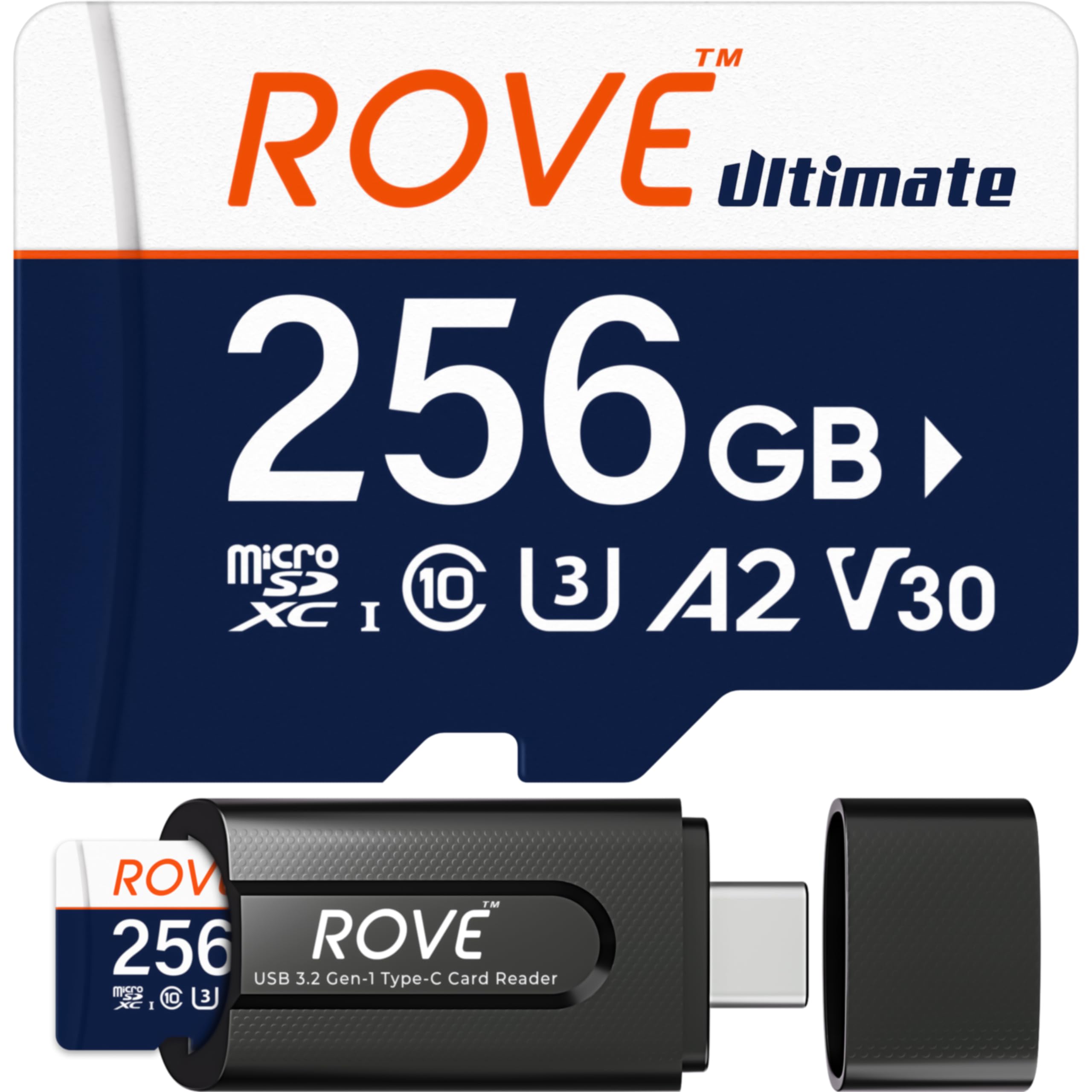 ROVE Ultimate 256GB Micro SD Card with USB |2 Reader for Dash Cam and Smart Devices
