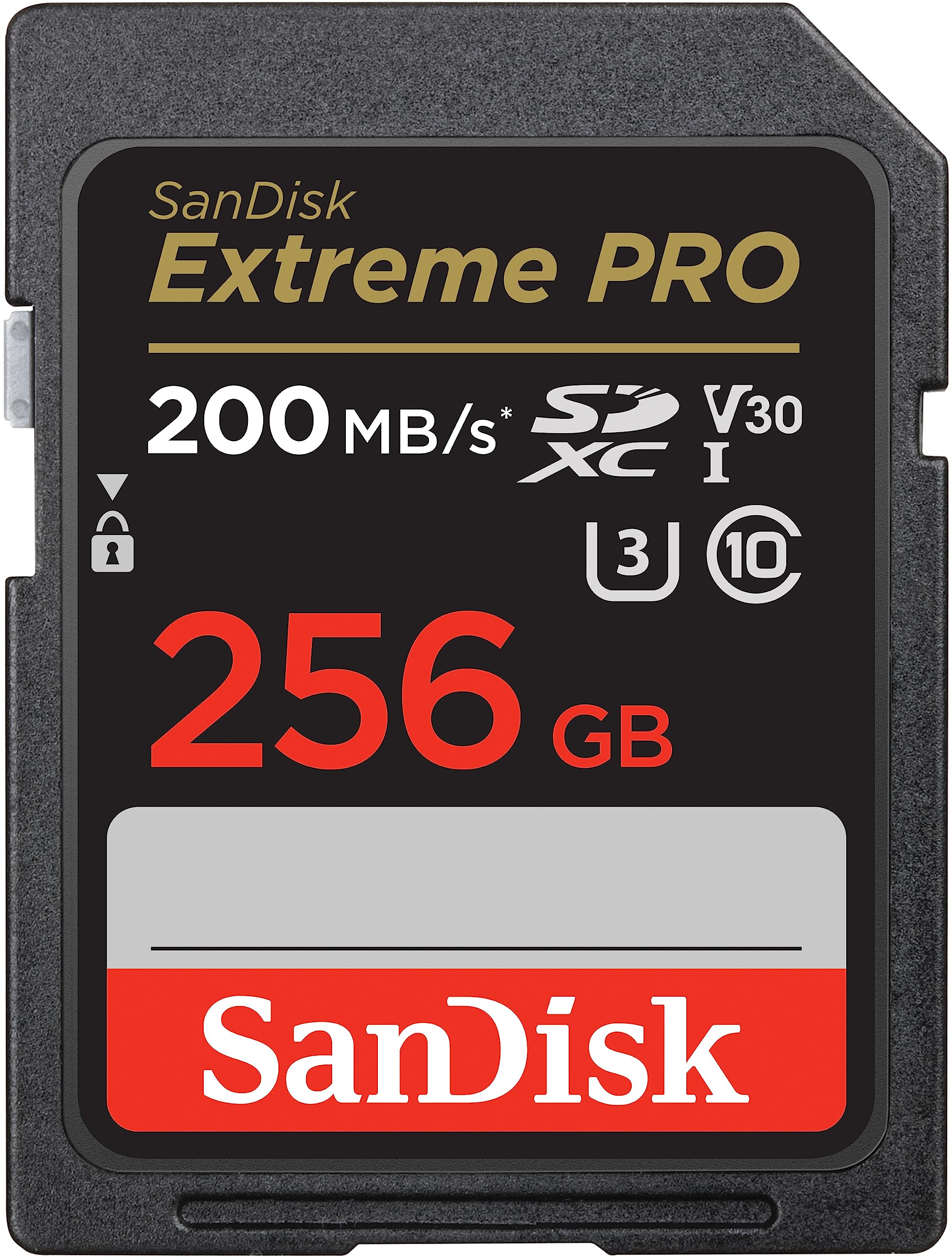 SanDisk 256GB Extreme PRO SDXC UHS-I Memory Card for 4K UHD Video Recording - C10, U3, V30, Dark Gray/Black
SanDisk 256G